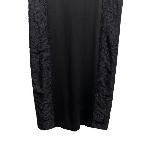 Chicos Size 1/US 8 Black Stretch Sheath Lace Cap Sleeve Knee Length Dress - Picture 5 of 12